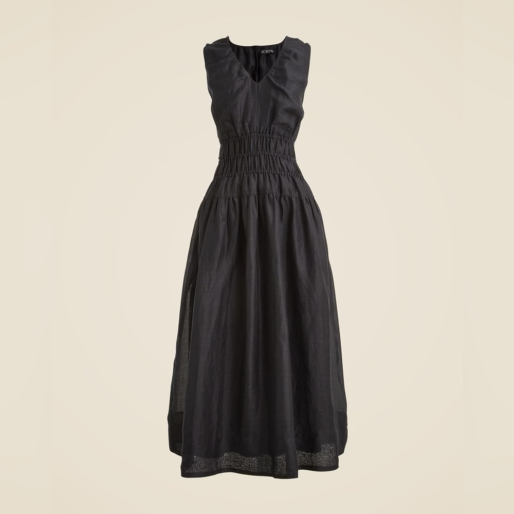 J.Crew Tall Hyacinth V-neck dress in ramie CJ398 - Picture 3 of 11